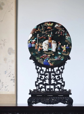 百宝太平有象豪宅画室红木插屏