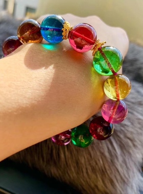 大颗粒巴西老料玻璃体碧玺手串