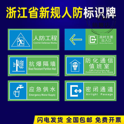 浙江省人防工程标志牌 民防标识牌应急避难场所防空战时主要出入