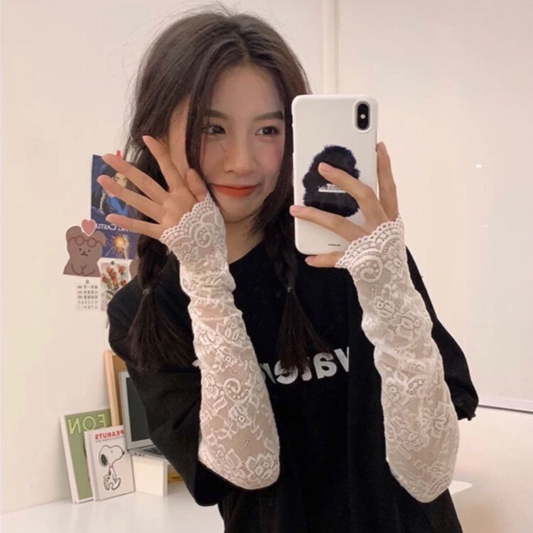蕾丝防晒袖女韩版lolita蕾丝长款手袖薄款辣妹性感纯欲结婚纱拍照