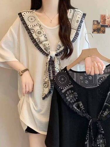 【小乐专享】百搭假两件上衣短袖4012