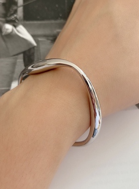 小众实心不规则百搭冷淡风银手镯