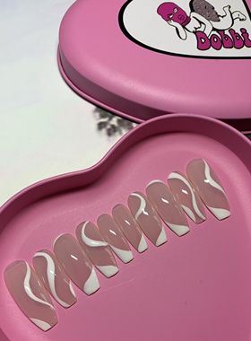 BOBBI NAILS手工裸色线条简约可拆卸穿戴光疗甲 欧美甲片贴片成