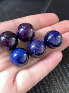 醒走 17 18mm天然舒俱来老料暗黑舒深紫黑蓝色夜樱单珠多宝大珠子