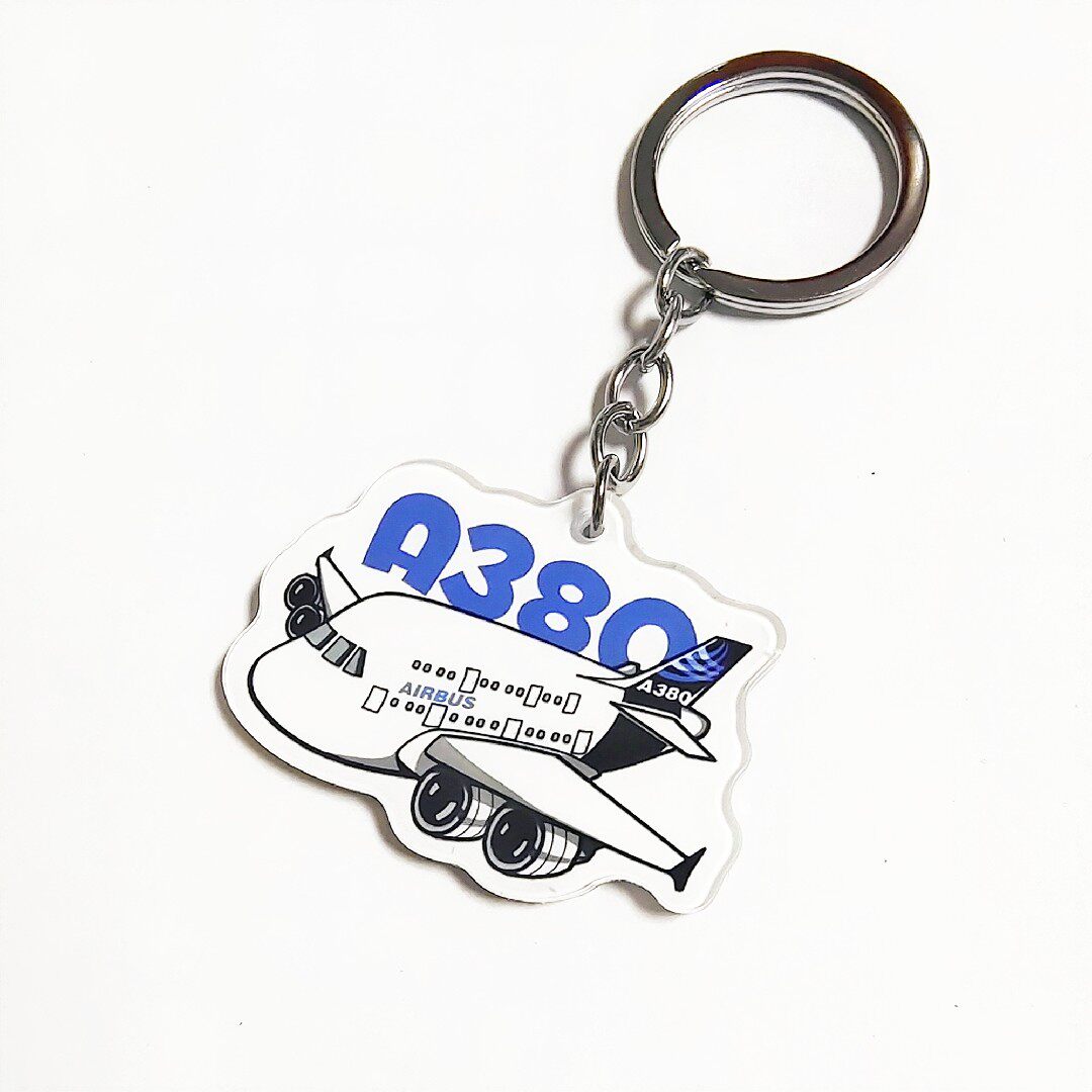 我爱飞行|空客a380可爱卡通飞机亚克力钥匙扣