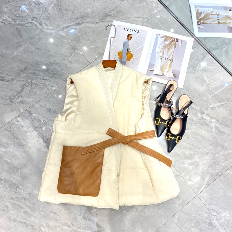 时尚风白色真丝丝绒小羊皮马甲