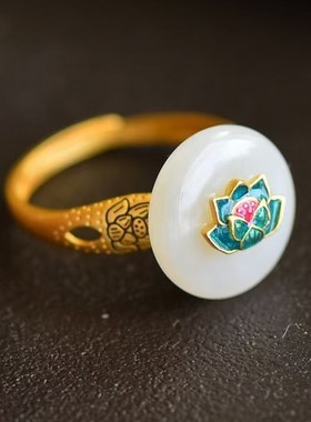 国潮戒指天醉和田玉中国风女