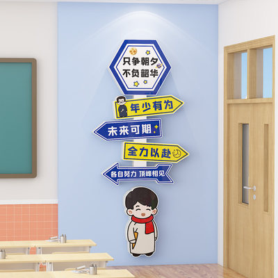 班级文化墙贴立体开学氛围创意激励志文字标语中小学教室布置装饰