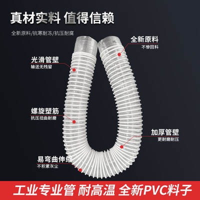 PVC工业吸尘管新料90/100/105/110伸缩排除尘管透明通风软管