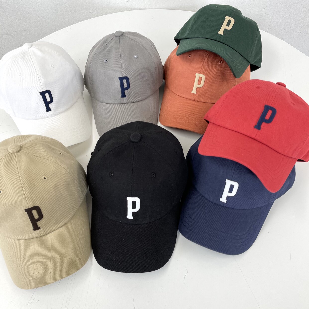素颜有谱 P字母韩国代购棒球帽男女时尚帽子夏季防晒可调节鸭舌帽