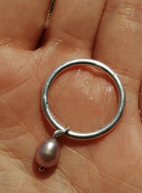 纯银手工天然纯银珍珠戒指