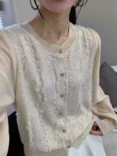 【小田直播间】早秋法式小香风长袖针织衫开衫外套宽松上衣