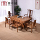 全实木茶几 红木家具鸡翅木茶桌椅组合一桌五椅家用客厅泡茶台中式
