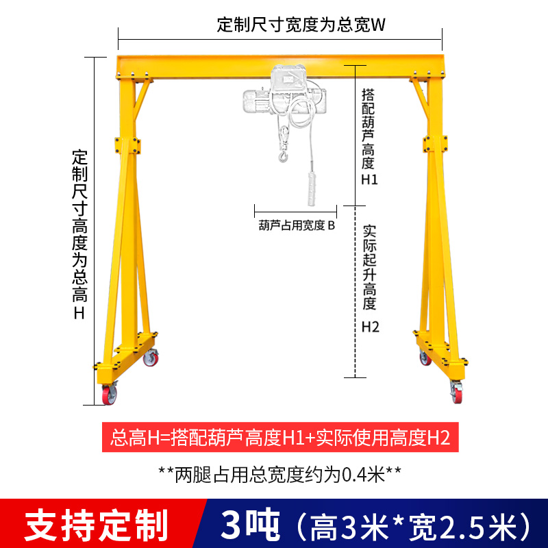 移动小型龙门吊起重可拆卸龙门架吊机2T3吨1手推升降电动龙门吊架-封面