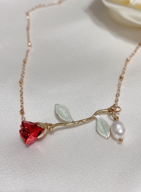 小王子的玫瑰花18K包金项链