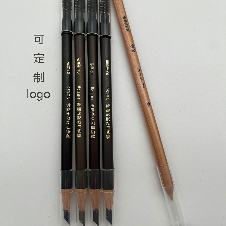 高品质PCL好妆同款纹绣设计眉笔防水防麻砍刀硬芯木质笔定制logo