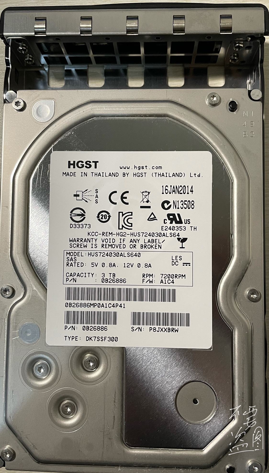 浪潮AS520G AS520E 存储硬盘3T HUS724030ALS640 带托架