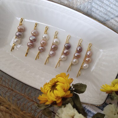 法式风复古边夹淡水珍珠