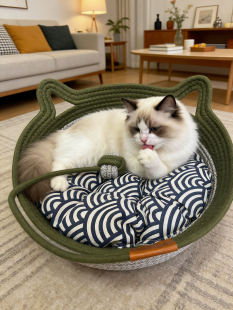 2026新款猫窝棉绳编织猫窝夏季狗窝宠物窝四季通用猫床睡窝