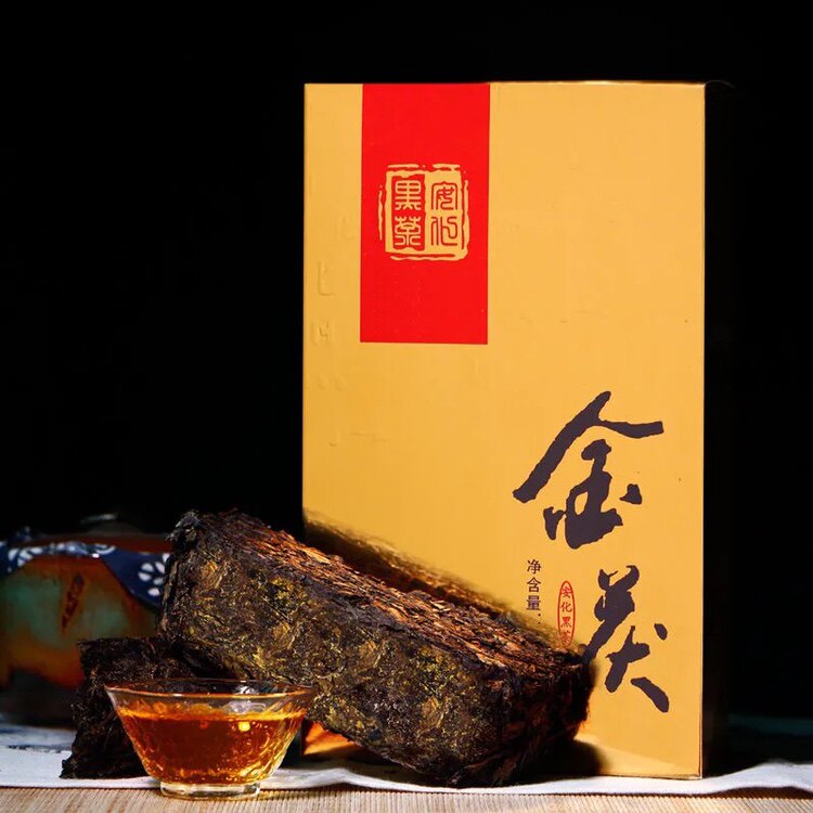黑茶正宗手筑金花茯砖 陈年黑茶安化黑茶