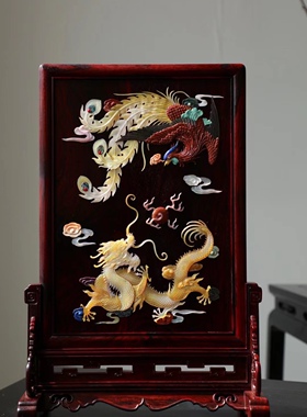 印度小叶紫檀描金会所画室百宝嵌