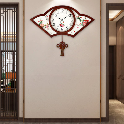 汉时钟表新中式复古客厅装饰挂钟传统老式挂表实木摇摆时钟HP05