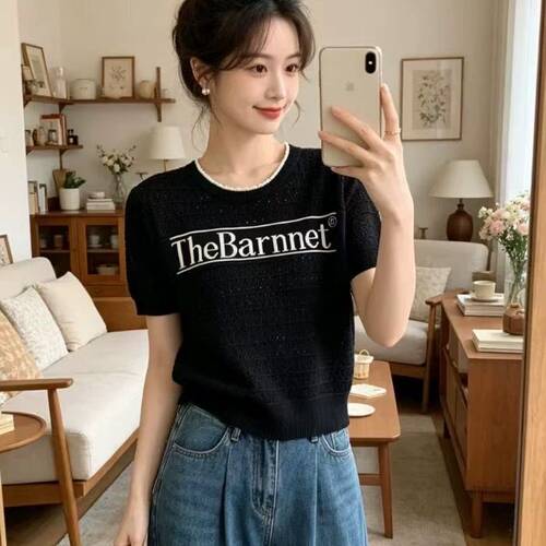 【小四专享】自留款推荐~小香风提花套头短袖针织高级感洋气上衣