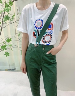 Lisuo利索单肩背带哈伦裤女夏季时尚九分裤韩版宽松色布休闲裤