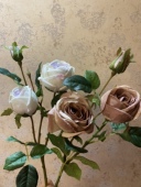 高品质外单手感玫瑰单枝三头仿真花假花绢花英伦骑士怀旧经典 浪漫