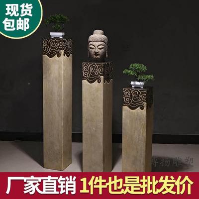 石雕祥云柱新中落地古仿石马柱拴桩26677客厅玄关式展示柱青石石