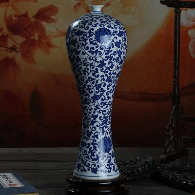 景德镇陶瓷器 时尚创意青花瓷花瓶 颜色釉瓷瓶子客厅家居工艺品摆