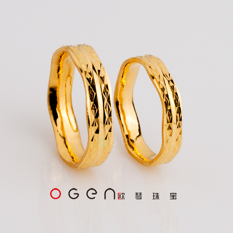 OGEN欧琴珠宝999足黄金24K黄金精品对戒婚戒内弧-封面