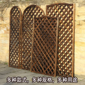 碳化木屏风弧形半圆栅栏网格花架网片爬藤花架木篱笆围栏护栏隔断