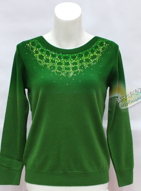 2024正亚秋冬羊毛衫特价F11012绿色套头毛衣中老年妈妈装女装