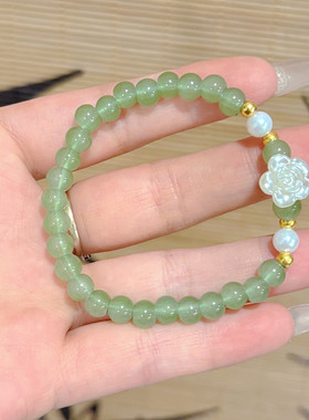 新款木绿色山茶花手串串