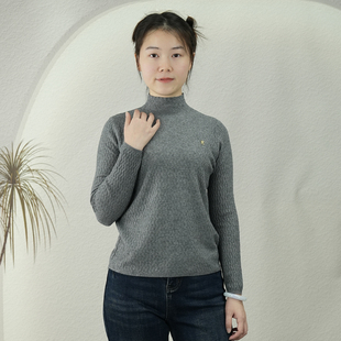 新款 半高领毛衣女韩版 2025冬季 显瘦内搭毛线衣提花套头打底衫 修身