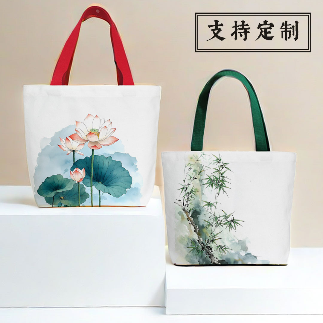 古风竹子花鸟手提购物袋