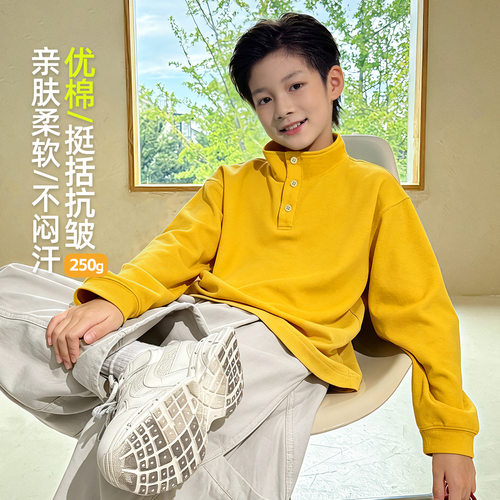 波拉bora男童半高领休闲T恤秋季中大童韩版洋气百搭宽松t