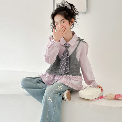 波拉bora女童秋季套装儿童时尚炸街衣服春秋季女大童独特超好穿搭
