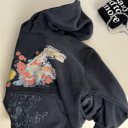 波拉bora秋冬款儿童加绒连帽卫衣韩版男孩柔软保暖卫衣