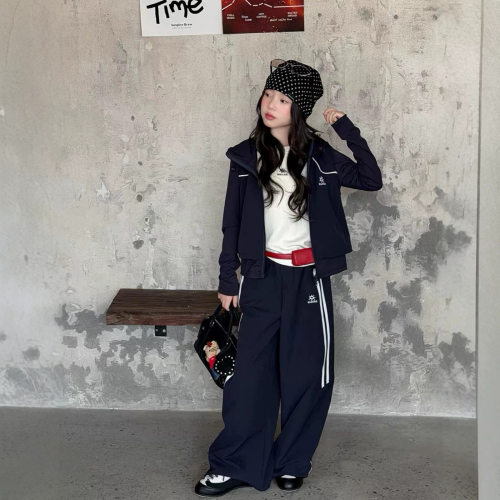 波拉bora女童韩系穿搭套装秋季女大童潮酷上衣儿童炸街秋装阔腿裤