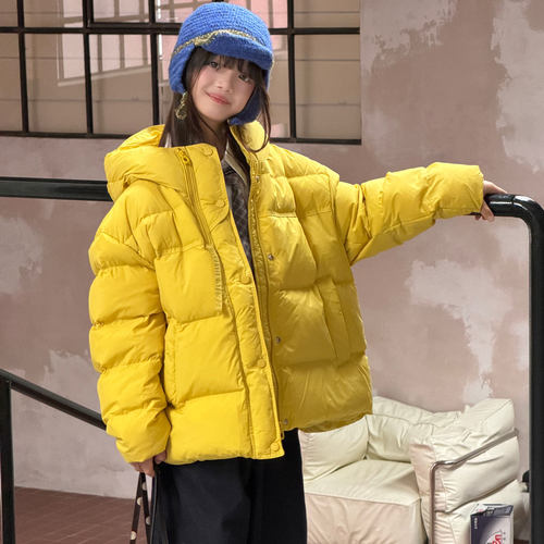 儿童羽绒服女孩bora男童女童青少年加厚连帽90白鸭绒保暖童装外套