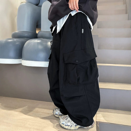 波拉bora男童工装裤子春秋款中大儿童秋季卫裤男孩秋装休闲裤潮酷