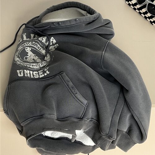 拉bora冬款童装儿童加绒卫衣韩版炒色做旧柔软男童羊羔毛连帽卫衣