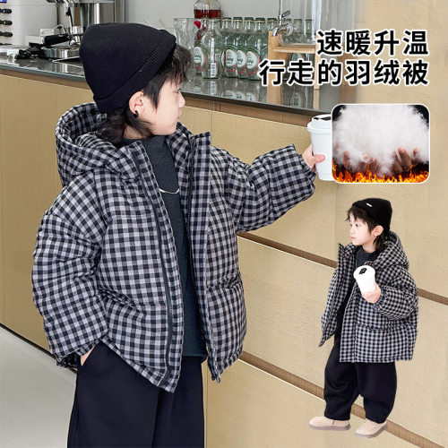 波拉bora中小童装秋冬季白鸭绒儿童冬装连帽外套羽绒服