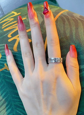 日月星辰足银民族风饰品小众戒子