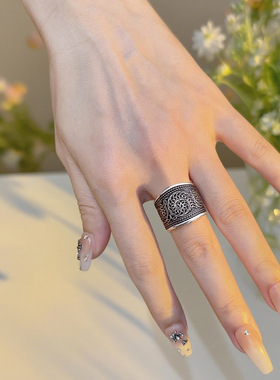 戒指卷草纹银饰品纯银民族风