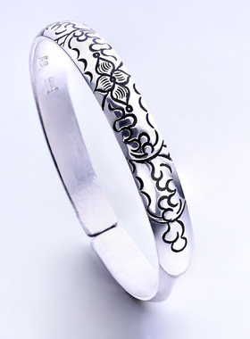 卷草纹饰品送妈妈古法实心手镯