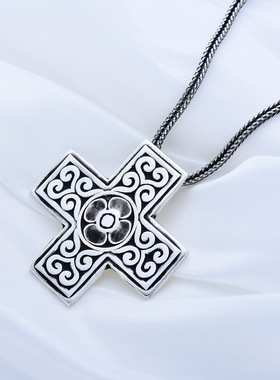 十字架足银项链挂件吊坠纯银男