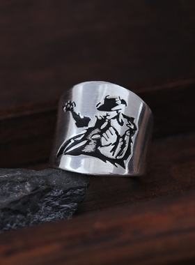 手工饰品指环足银复古开口戒子